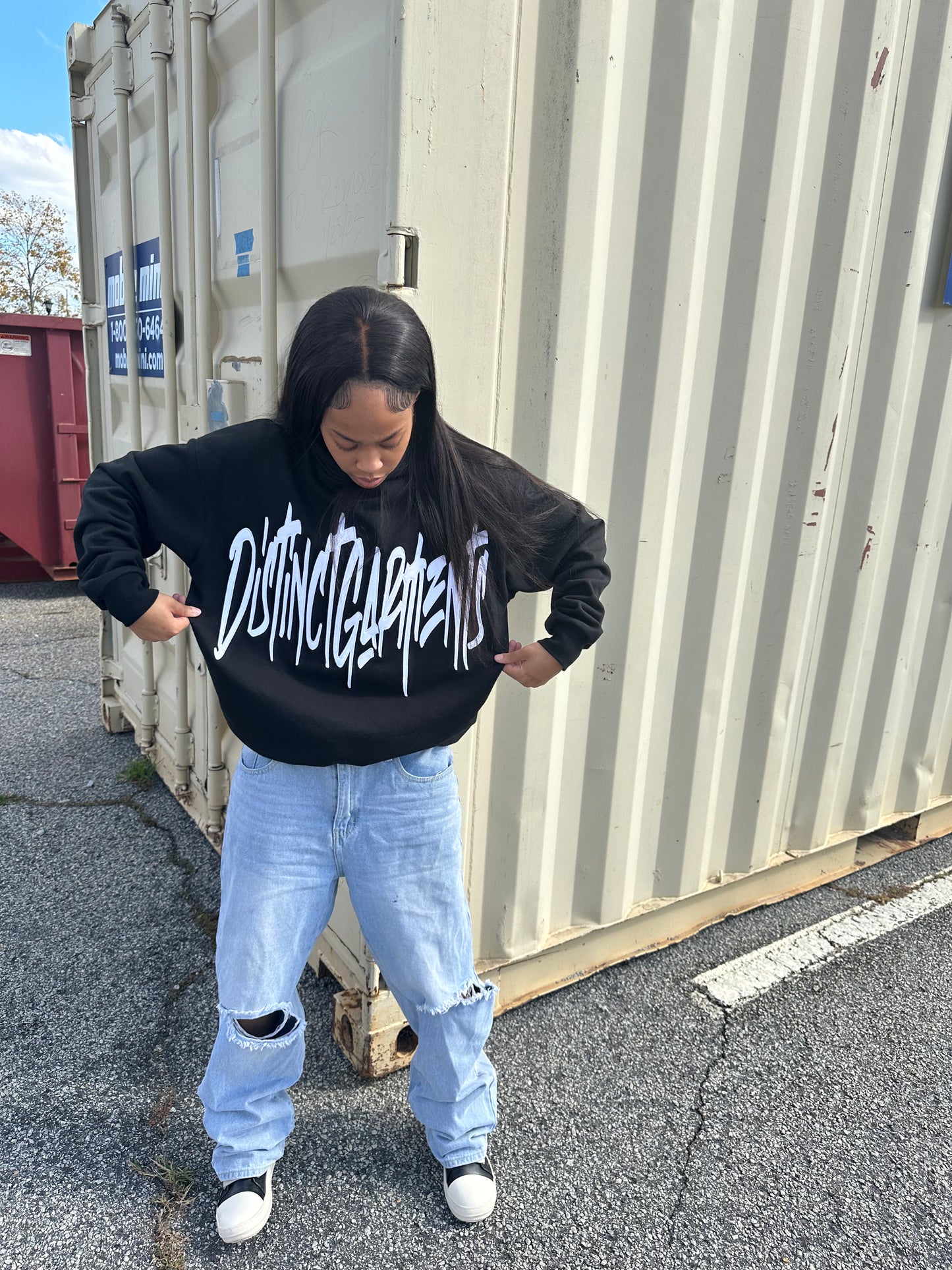 Inverted Bottom Black Hoodie